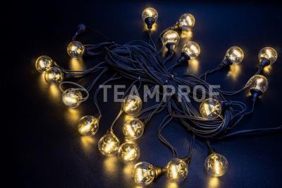 Гирлянда Teamprof Винтаж, ТЁПЛ.БЕЛЫЙ, чёрная резина, 220В TPF-VBL-10M-20-220V-RB/WW