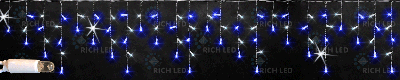 Светодиодная бахрома RichLed 3*0,5 м, 220 В, мерцание, цвет синий+белый, IP 65, герметичный колпачок