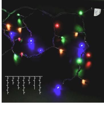 Светодиодная бахрома Laitcom 3,1 x 0,5 м, черный провод (каучук), 120 led, IP65, разноцв.
