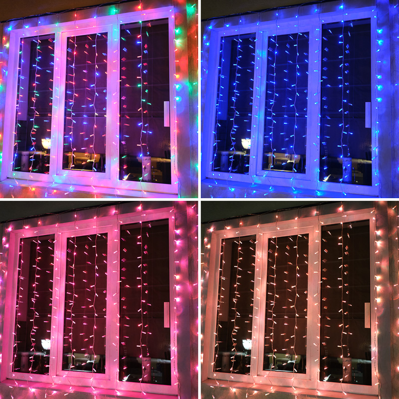 Качественная картинка Светодиодный занавес NEON-NIGHT 2х2м RGB, прозрачный ПВХ, IP65, свечение с динамикой, 230В