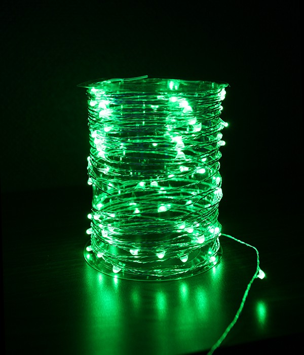 Качественная картинка Светодиодная нить Laitcom "Роса", 10м., 12V, 100 LED, IP20, прозр. провод, зеленый