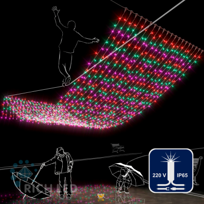 Светодиодный занавес RichLed, 2*6 м, 220 В, мерцание, IP 65, герм. колпачок, красный, зеленый, синий Светодиодный занавес RichLed, 2*6 м, 220 В, мерцание, IP 65, герм. колпачок, красный, зеленый, синий