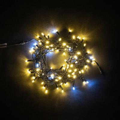 Светодиодная нить с колпач. Laitcom 10 м, 24V, IP65, 100 led, черн.провод, мерц.бел.диода, т.белый