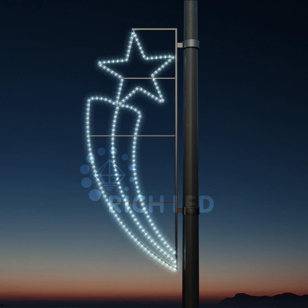 Качественная картинка Светодиодная уличная консоль Факел со звездой белый Rich LED RL-KN-030W