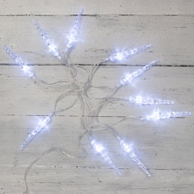 Гирлянда светодиодная Сосульки Neon-Night 1,5 м, прозрачный ПВХ, IP 20, 10 LED, белый, 2 х АА (нет)