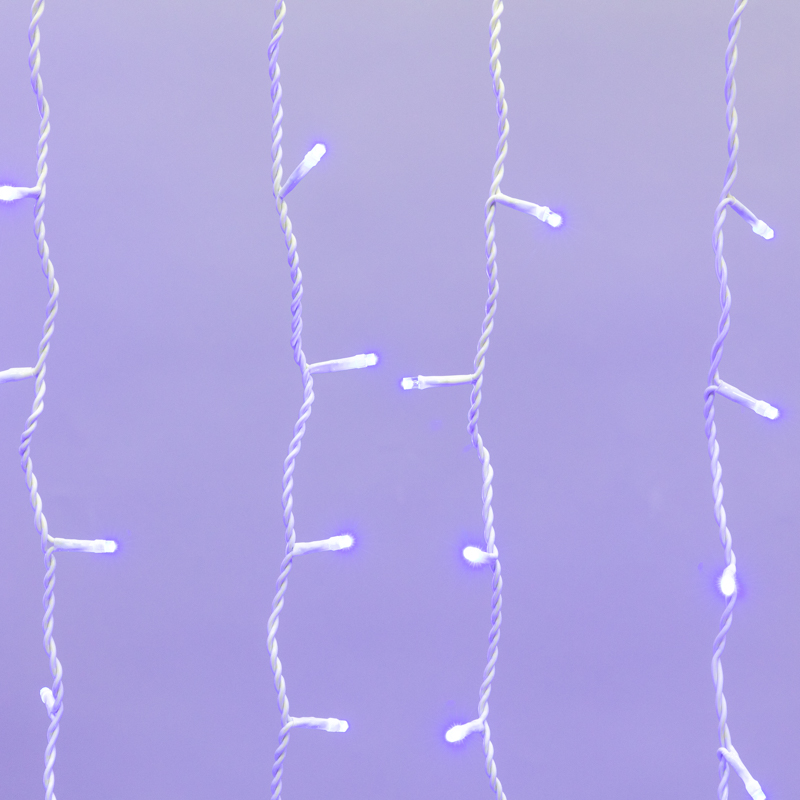 Качественная картинка Светодиодный занавес NEON-NIGHT 2х1,5м СИНИЙ, белый ПВХ, IP65, постоянное свечение, 230В