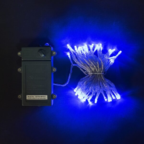 Светодиодная нить Laitcom, на батарейках, с таймером, 5м, 3 бат. "D", 4,5V, прозр. пр., синий Качественная картинка Светодиодная нить Laitcom, на батарейках, с таймером, 5м, 3 бат. "D", 4,5V, прозр. пр., синий