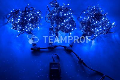 Светодиодная гирлянда спайдер Teamprof, 3 нити по 20м, мерцание, черный провод, синяя