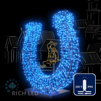 Светодиодные гирлянды RichLed Нить 10 м, 220 В, пост. свеч, IP65, герм. колп, белый провод, синий