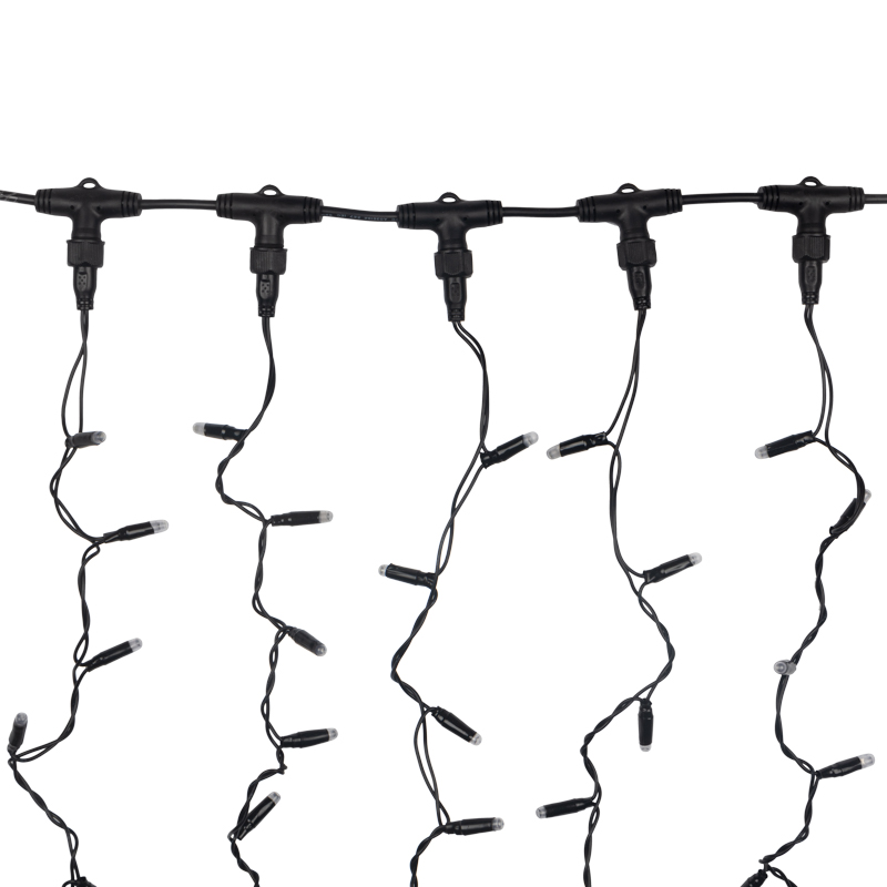 Качественная картинка Светодиодный дождь NEON-NIGHT 2х1,5м КРАСНЫЙ, постоянное свечение, черный провод, 230В