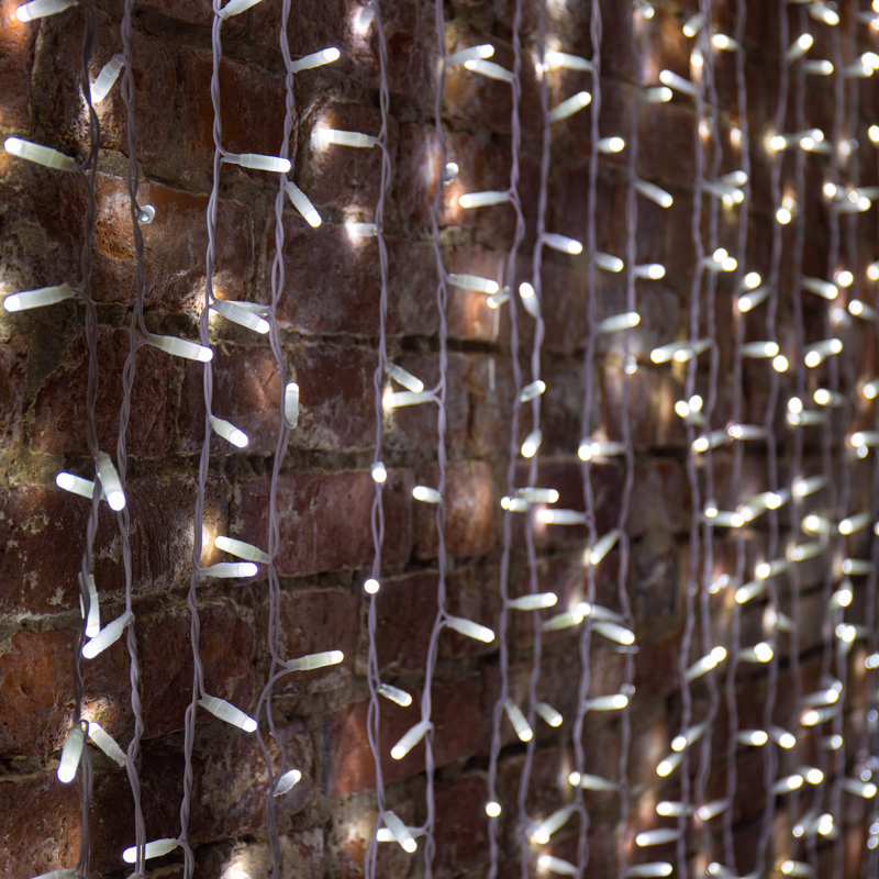 Качественная картинка Светодиодный занавес NEON-NIGHT 2х1,5м БЕЛЫЙ, белый ПВХ, IP65, постоянное свечение, 230В