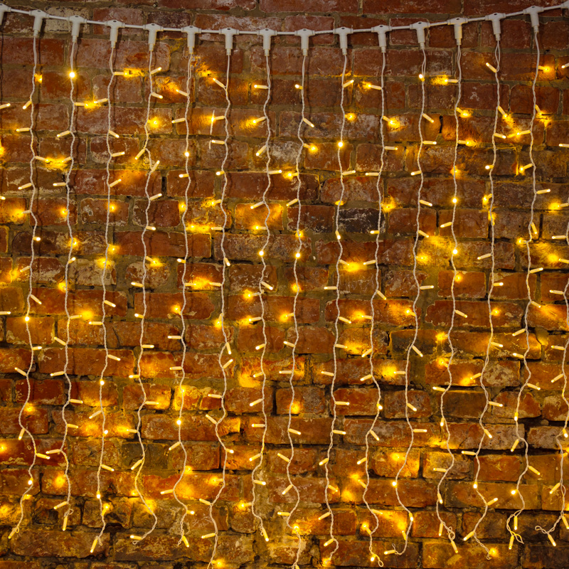 Качественная картинка Светодиодный занавес NEON-NIGHT 2х3м ТЕПЛЫЙ БЕЛЫЙ, белый ПВХ, IP65, мерцание, 230В