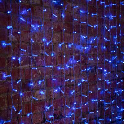 Светодиодный занавес NEON-NIGHT 2х1,5м СИНИЙ, прозрачный ПВХ, IP65, постоянное свечение, 230В