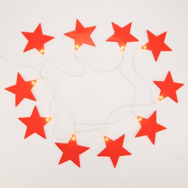 Гирлянда светодиодная Звездопад красная Neon-Night 2,25м, проз.ПВХ, IP20, 10LED, т.белый, 2хАА (нет)