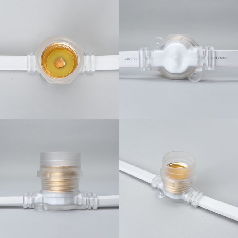 Качественная картинка Белт-Лайт Laitcom 10м, Провод Белый Каучук, Шаг 100 см, 10 прозр. патронов, IP65