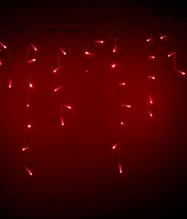 Качественная картинка 02-062 Светодиодная бахрома Laitcom 4,9x0,5м, 240 LED, IP54, прозр. пр., красный