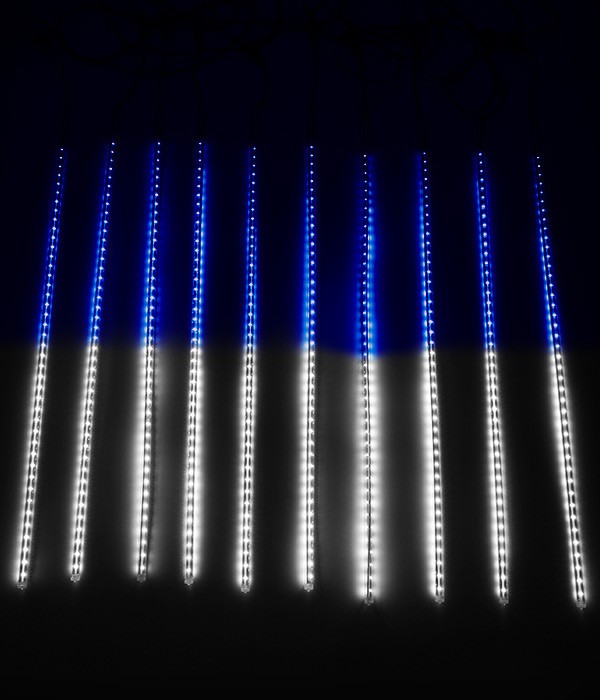 Качественная картинка 15-053 Комплект "Тающие сосульки" Laitcom, 24V, 10х0.8м, 840 Led, IP55, белый-синий
