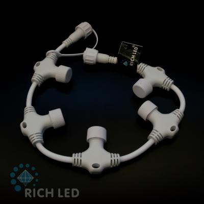 Разветвитель универсальный для гирлянд Rich LED, провод белый, 5 лучей, для нитей 10 м, бахромы Разветвитель универсальный для гирлянд Rich LED, провод белый, 5 лучей, для нитей 10 м, бахромы