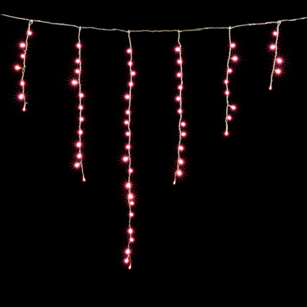 Качественная картинка Светодиодная бахрома Laitcom 1x1м, 65 LED, IP65, прозр. пр., светло розовый