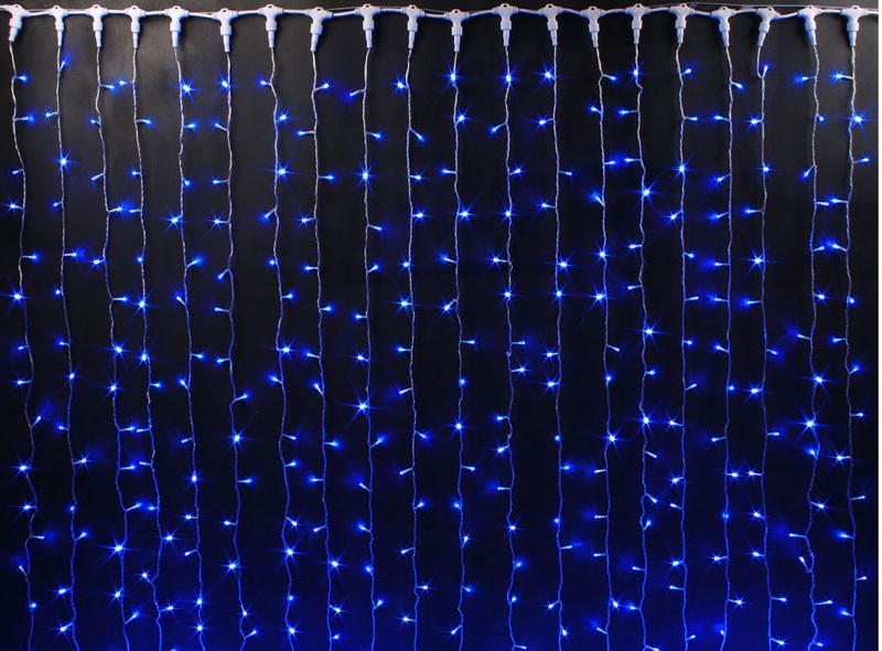 Качественная картинка Светодиодный занавес RichLed, 2*6 м, 220 В, постоянное свечение, IP54 синий
