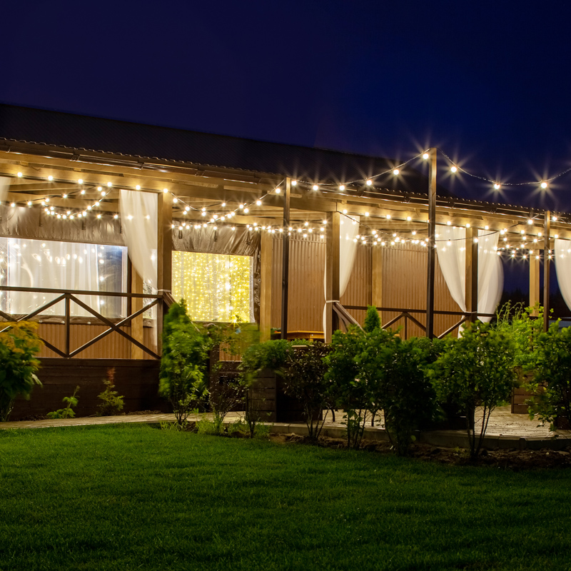 Качественная картинка Белт-Лайт NEON-NIGHT 2 жилы, 100м, шаг 50см, 180 патронов E27, IP65, черный плоский провод каучук