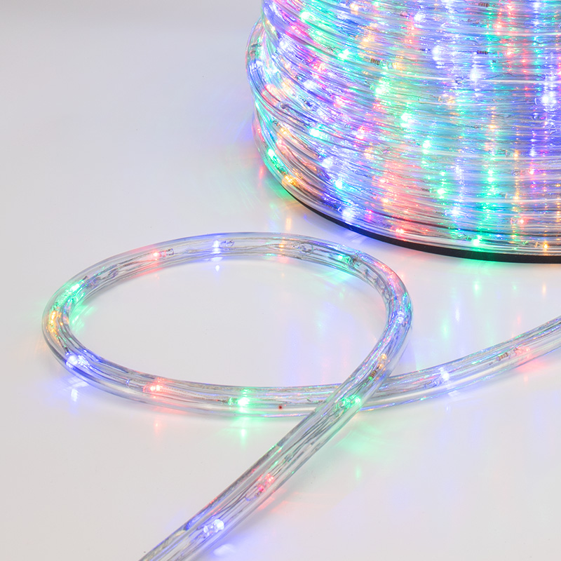 Качественная картинка Дюралайт NEON-NIGHT трехжильный 230В 13мм 24 LED/м МУЛЬТИ (RYGB) динамика Эконом