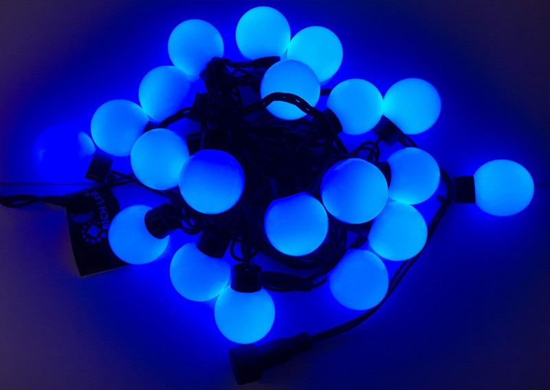 Качественная картинка Гирлянда Шарики RichLed, 220 В, постоянное свечение, IP 65, герметичный колпачок, цвет синий