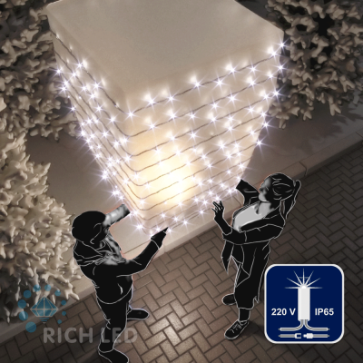 Светодиодные гирлянды RichLed Нить 10 м, 220 В, мерц, IP 65, герм. колп, прозр.провод, цвет белый