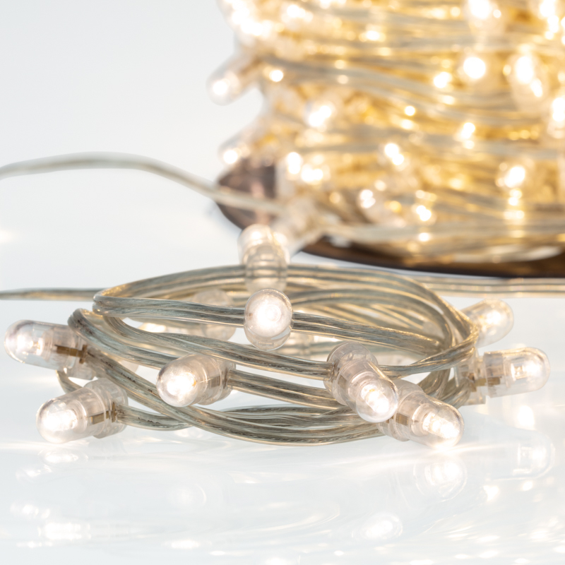 Качественная картинка Гирлянда NEON-NIGHT Клип-лайт 12 V, прозрачный ПВХ, 150 мм, Теплый белый, мерцание