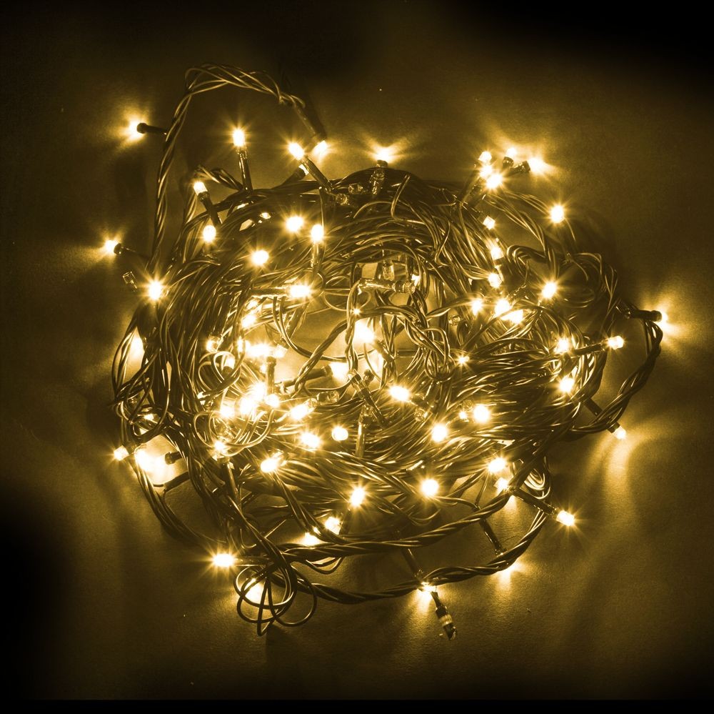 Качественная картинка Светодиодная гирлянда Feron CL05, 230V, 100 LED желтый, IP 20, шнур 3м