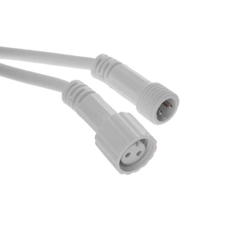 Качественная картинка Коннектор (шнур) с проводами папа-мама, 2 pin, белый каучук NEON-NIGHT