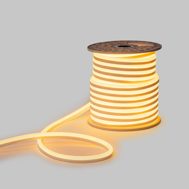 Качественная картинка Гибкий неон NEON-NIGHT 15х26мм односторонний 120 LED/м ТЕПЛЫЙ БЕЛЫЙ 230В бухта 50м