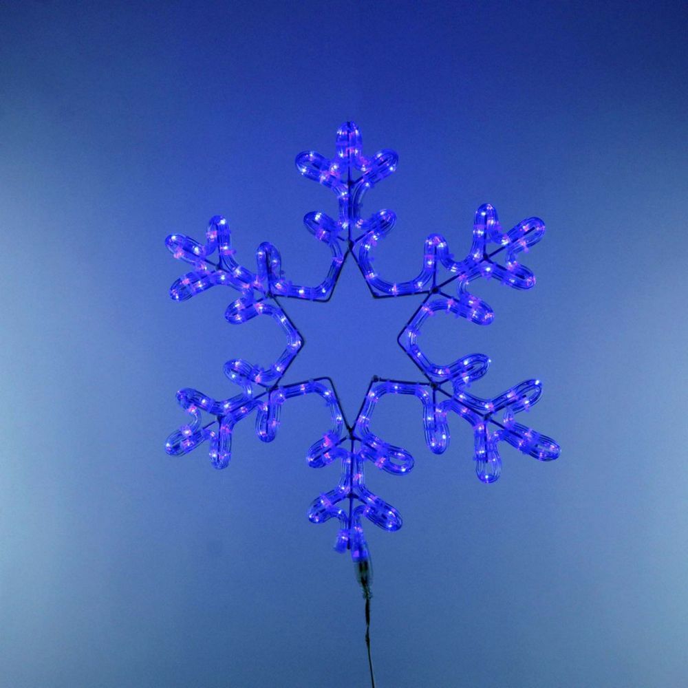 Качественная картинка Снежинка светодиодная "Путеводная Звезда" Laitcom Ø0,5м Синяя, Дюралайт на Металл. Каркасе, IP54