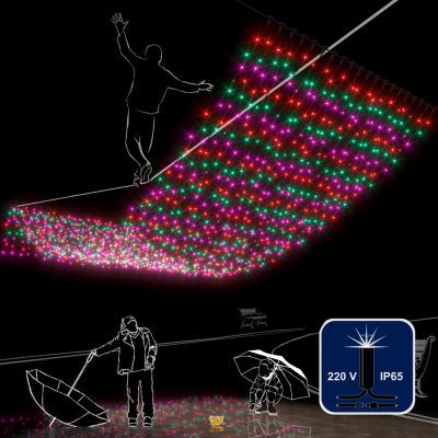 Светодиодный занавес Rich LED 2*6 м, с герм. колпачком, мерцание, соединяемый (до 5 шт), IP65, мульт