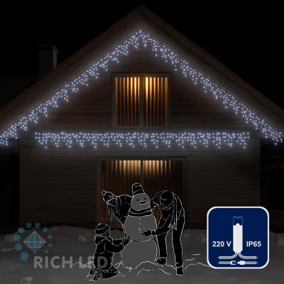 Светодиодная бахрома RichLed 3*0,5 м, 220 В, мерцание, цвет белый, IP 65, герм. колпачок