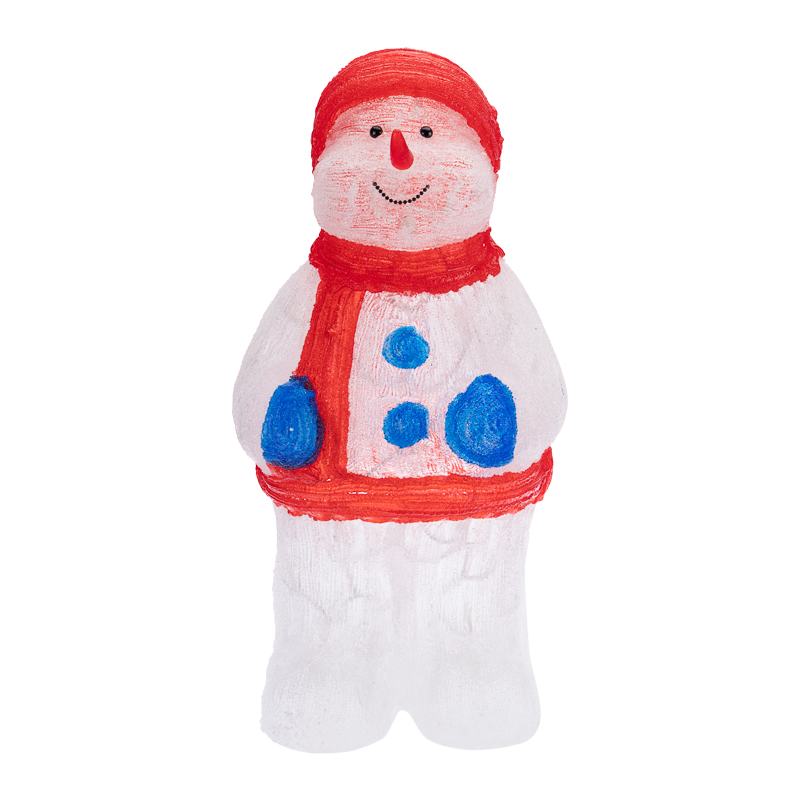 Качественная картинка Акриловая светодиодная фигура Снеговик в синих варежках 31х25х59 см, IP65 NEON-NIGHT