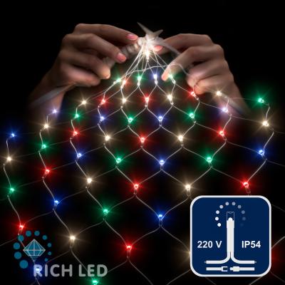 Светодиодная сетка RichLed 2*3 м, 220 В, 8 режимов свечения, мульти цвет