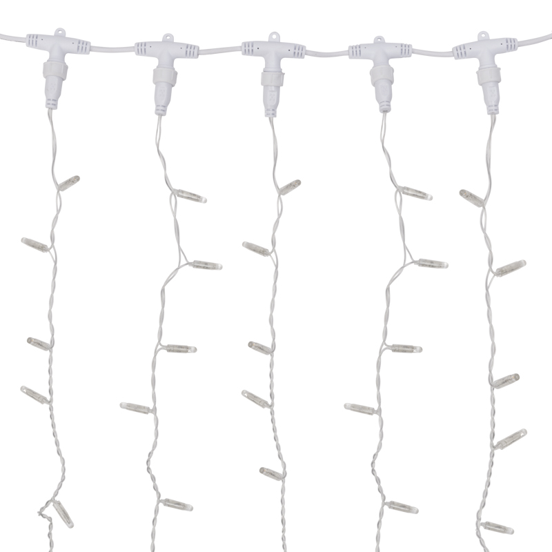 Качественная картинка Светодиодный занавес NEON-NIGHT 2х6м БЕЛЫЙ, прозрачный ПВХ, IP65, мерцание, 230В