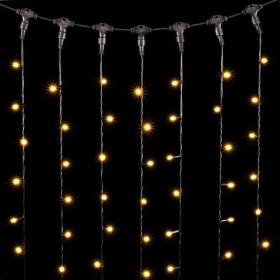 Светодиодный занавес Laitcom, с колпачком, 1х6м, 600 LED, IP65, черн. провод, шампань