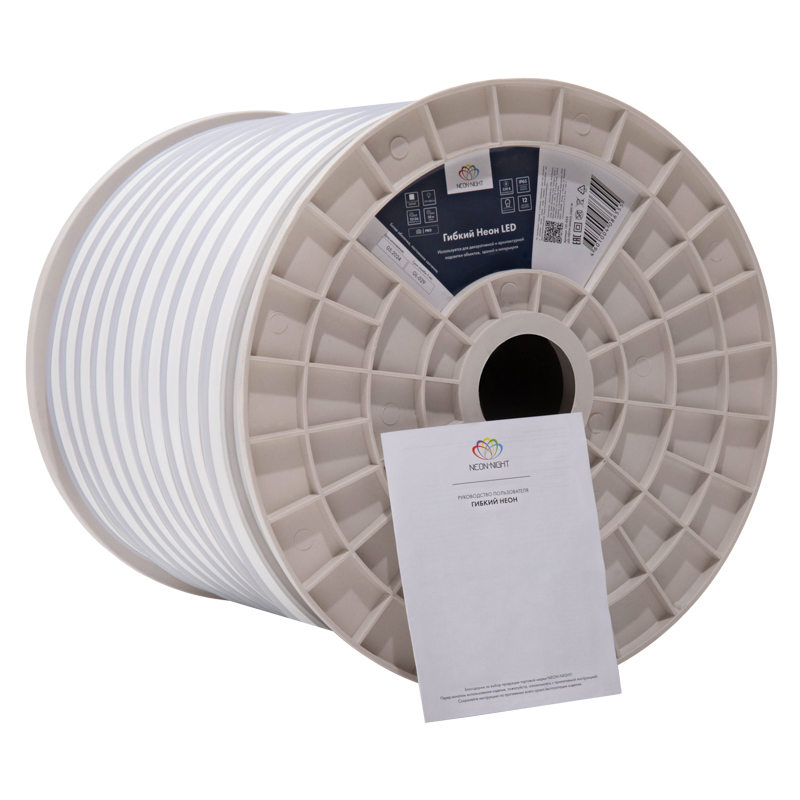 Качественная картинка Гибкий неон NEON-NIGHT 15х26мм односторонний 120 LED/м БЕЛЫЙ 230В бухта 50м