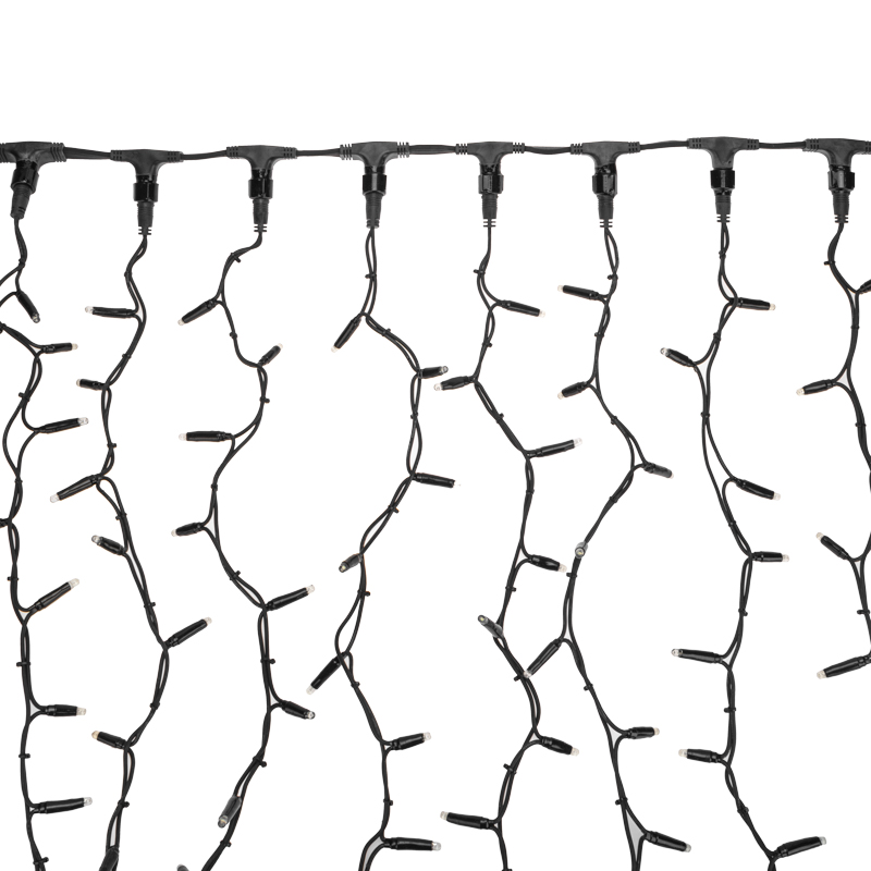 Качественная картинка Светодиодный занавес NEON-NIGHT 2х3м БЕЛЫЙ, черный КАУЧУК, IP67, постоянное свечение, 230В