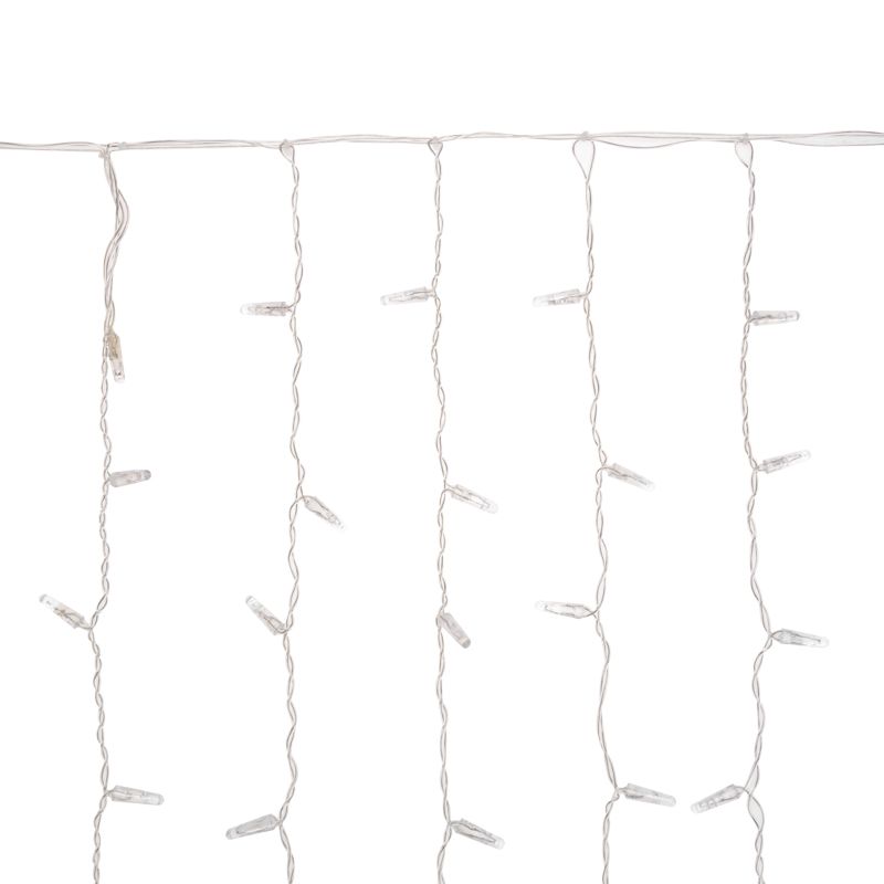 Качественная картинка Светодиодный занавес NEON-NIGHT 2х0,8м ТЕПЛЫЙ БЕЛЫЙ, прозрачный ПВХ, IP65, постоянное свечение, 230В