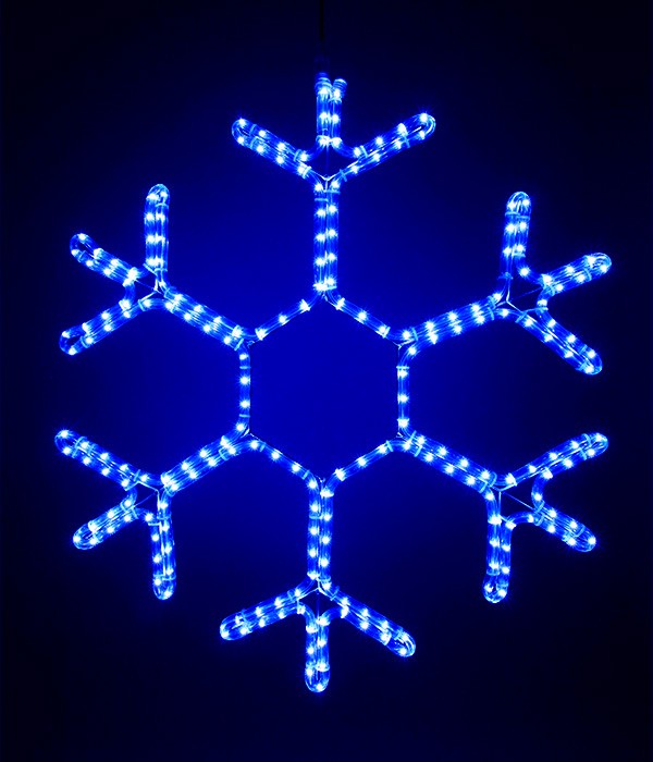 Качественная картинка Снежинка светодиодная "Зимняя Классика" Laitcom Ø0,5м Синяя, Дюралайт на Металлическом Каркасе, IP54