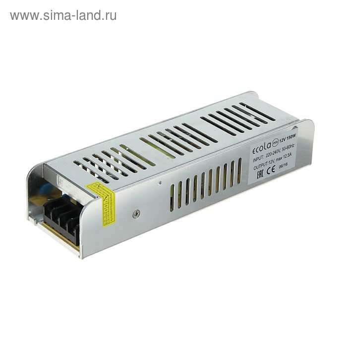 Качественная картинка Плоский блок питания Ecola для светодиодной ленты 12 В, 150 Вт, IP20