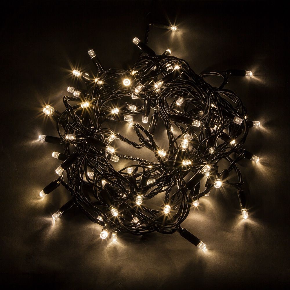 Качественная картинка Светодиодная гирлянда линейная Feron CL33, пост.свечение, 100 LED, 2700K, 10 м+1.5м черн.шнур, IP65