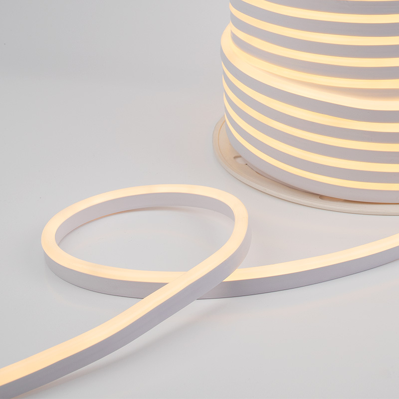 Качественная картинка Гибкий неон NEON-NIGHT 8х16мм односторонний 120 LED/м ТЕПЛЫЙ БЕЛЫЙ 24В бухта 50м