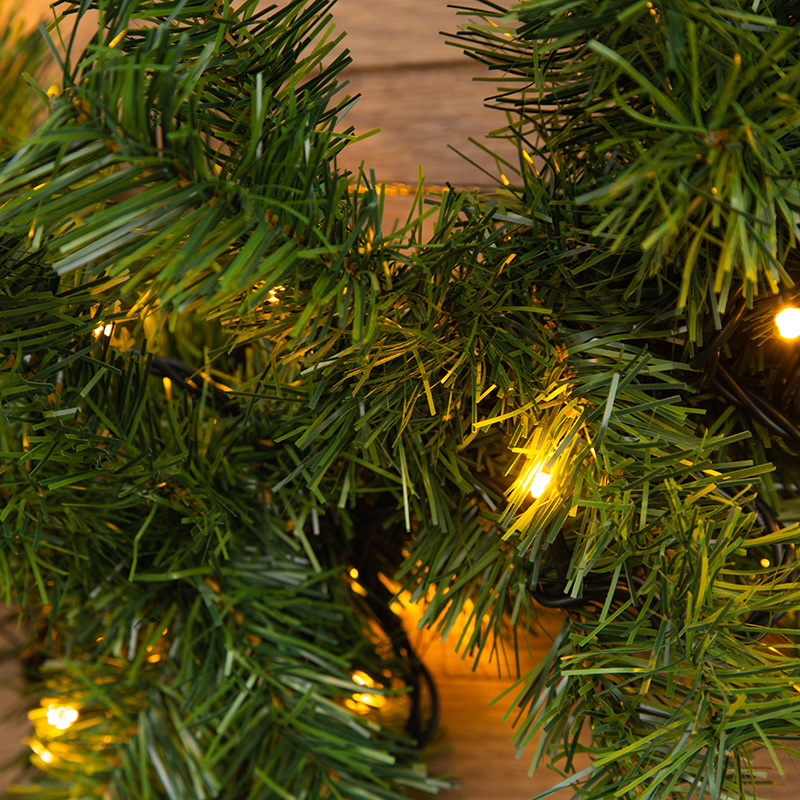 Качественная картинка Гирлянда еловая 2,7м, диаметр 26см, теплое белое свечение 80 LED с эффектом мерцания NEON-NIGHT