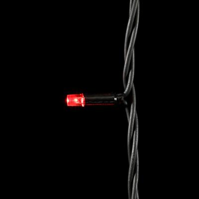Светодиодная нить с колпачком Laitcom, 10м, 220В, 75 LED, провод черный каучук, IP65, красный с мерц