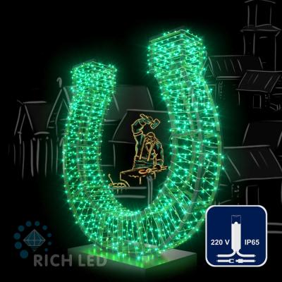 Светодиодные гирлянды RichLed Нить 10 м, 220 В, пост. свеч, IP65, герм. колп., белый провод, зеленый
