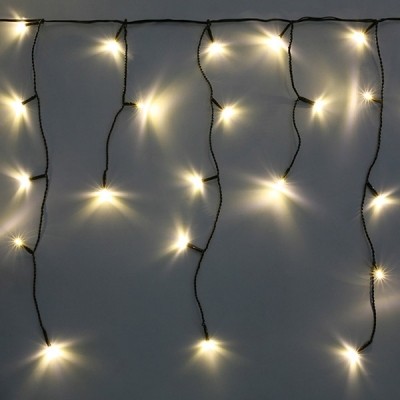 Светодиодная бахрома Rich LED 3*0.5 м, мерцание, черный пр, IP 65, т белый